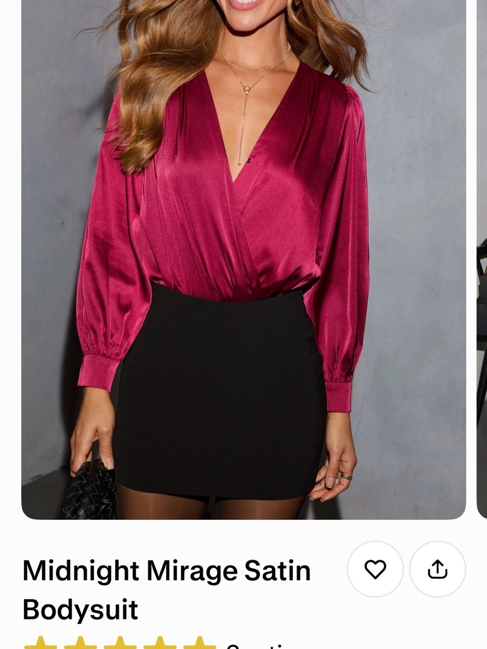 VICI Midnight Mirage Satin Bodysuit burgundy size small